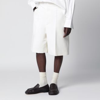 Bottega Veneta White silk-blend bermuda shorts by Bottega Veneta