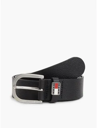 Tommy Hilfiger Mens Tommy Jeans Round Buckle Leather Belt - Black - 40