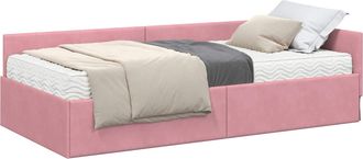 vidaXL Estructura De Cama Esquina Con Colch&oacute;n 2 Uds. Rosa 100 X 200 Cm Vidaxl