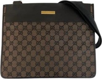 Gucci Pre-owned GG Canvas Leather Shoulder Bag - Dames - Vintage Schoudertas - Bruin - ONE Size - Leer - Vintage