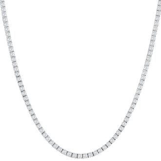 Pompeii3 10Ct TW Natural Round Cut Diamond Tennis Necklace 14K White Gold 16.5