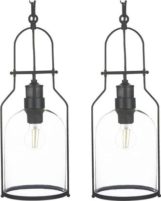 Beliani Set of 2 Pendant Lamps BASHILO Metal Black