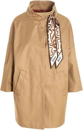 Herno Trenchcoat met sjaaldetail - Dames - Mantel - Bruin - S - Katoen - Jassen