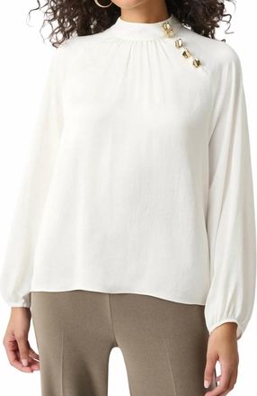 Joseph Ribkoff Recycled Satin Stand-Collar Top In Winter White