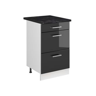 Vicco Mueble Bajo De Cocina R-line, Antracita Alto Brillo/blanco, 50 Cm Encimera Antracita, Vicco