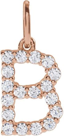 Diamond2Deal 14k Gold 1/4ct Lab-Grown Diamond Initial B Pendant