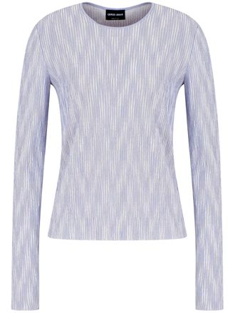 Giorgio Armani fine ribbed jersey top - women - Viscose/Cupro/Polyamide/Spandex/Elastane/Polyester - 40 - Blue
