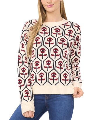 CeCe by Cynthia Steffe Cece Flower Jacquard Mock Neck Sweater