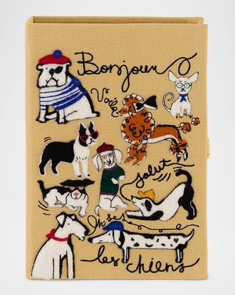 Olympia Le-Tan Les Chiens Caramel Book Clutch Bag