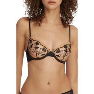 Skarlett Blue Enamoured Balconette Underwire Bra in Black Combo at Nordstrom, Size 34Ddd