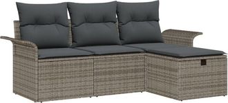 vidaXL Vidaxl - Garden Sofa Set 4 pcs Grey 196 x 117 x 85 cm Poly rattan