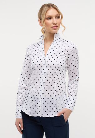 Eterna Hemdbluse ETERNA REGULAR FIT, Damen, Gr. 48, wei&szlig;, navy, 100% Baumwolle, Blusen Hemdbluse