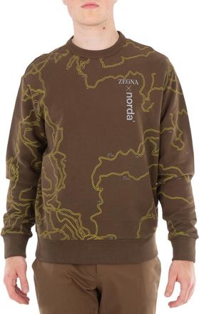 Ermenegildo Zegna Ermenegildo Zegna All-Over Print Cotton Sweatshirt, Size Medium