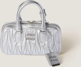 Miu Miu Arcadie Matelass&eacute; Nappa Leather Mini-bag, Woman, Silver
