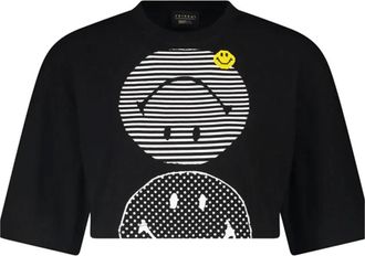Joshua Sanders Smiley Crew Neck Zwart T-shirt - Dames - T-shirts - Zwart - XS - Katoen - Tops