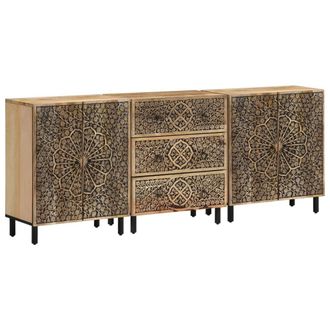 vidaXL Aparador 3 Piezas Madera Maciza De Mango 60x33x75 Cm Vidaxl