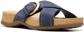 Clarks Reileigh May Slide Sandal in Navy Nubuck at Nordstrom Rack, Size 6.5