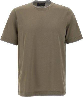 Gran Sasso Tops, Heren, Groen, L, Katoen, T-shirt met ronde hals