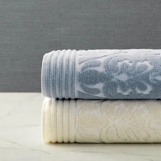 Frontgate Alena Textured Damask Towels - Chambray, Hand Towel in Chambray - Frontgate