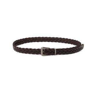 Brunello Cucinelli Accessoires, Dames, Bruin, S, Leer, Gevlochten Kalfsleren Riem