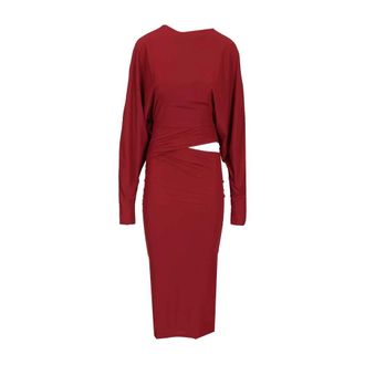 Amazu&igrave;n Midi Jurk Karen - Dames - Casual kleedjes - Rood - ONE Size - Leer - Kleedjes