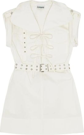 Ganni Abito con cintura - Bianco