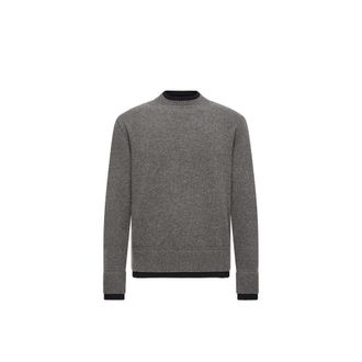 Moncler Moncler Leather Logo Wool & Cashmere Blend Sweater, Men, Grey, Size: 3xl