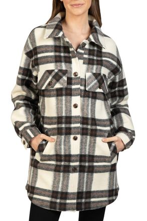 Love Token Lightweight Plaid Shacket In Cream Combo