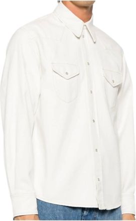 Bally Mens Denim Button Down Shirt In Mother Of Pearl