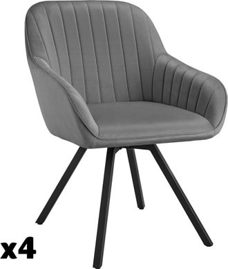 TecTake 4 Sillas de comedor giratoria 360º de terciopelo 58x58x82 cm gris