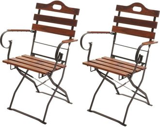 Hhg Nunca usado] Juego de 2 sillas de jardín HHG 439, silla plegable silla de jardín, gastronomía calidad acacia MVG-certificado, marrón