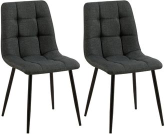 Clp Set de 2 sillas con patas de metal y asiento en Tela Gris oscuro