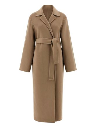 Alberta Ferretti belted double-breasted coat - Neutrals