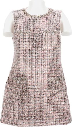 Self Portrait Midi Crewneck Dress With Zip Closure And Boucle Motif