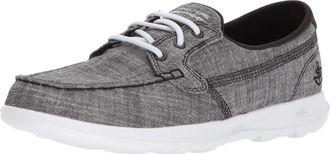 Skechers Womens Go Walk Lite-Isla Boat Shoe, Black White, 6 UK