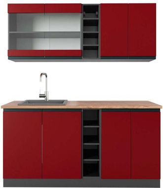 Vicco Cocina Vers&aacute;til R-line, Rojo/antracita, 160 Cm, Et Roble