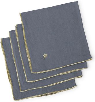 Febronie Servilletas (x4) lino azul tormenta / dorado 45x45