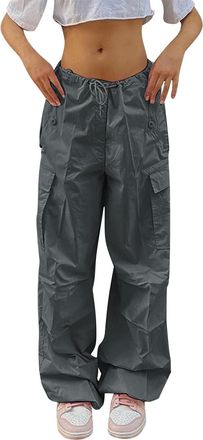 Generic Y2K Baggy Jeans Womens Boyfriend Low Waist 90s Harajuku Streetwear Teen Girls Indie E-Girl Casual Trousers Flare Pants, Zzzz-Grey, S