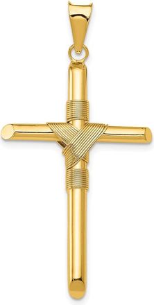 Diamond2Deal 14k Yellow Gold Polished Center Wrap Tube Cross Pendant