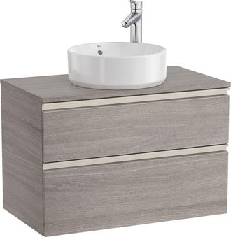 Roca Roca - Mueble Base De 2 Cajones Para Lavabo De Sobre Encimera Central The Gap Color: Roble City Texturizado - Medidas: 805x460x537 Mm