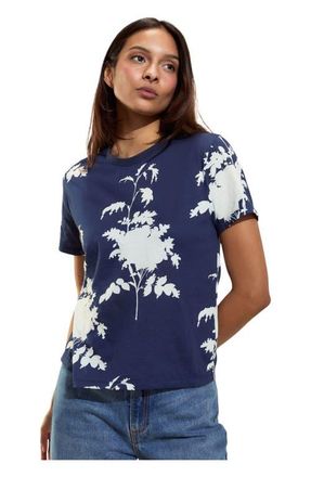 Cynthia Rowley Everyday Cotton Tee in Navy/white at Nordstrom, Size X-Small