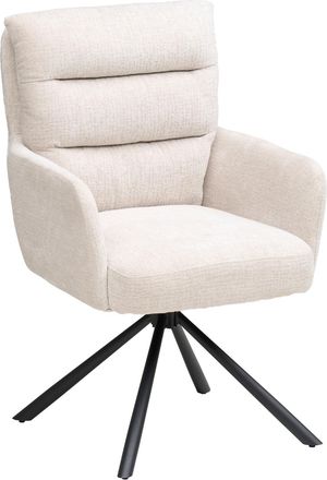 MID.YOU Mid.you Armlehnstuhl, Schwarz, Beige, Metall, Textil, Rundrohr, 57x95x65 cm, Sitzfl&auml;che 180&deg; drehbar, Esszimmer, St&uuml;hle, Polsterst&uuml;hle