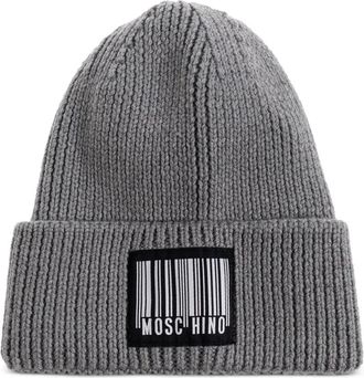 Moschino barcode-patch beanie hat - unisex - Wool - One Size - Grey
