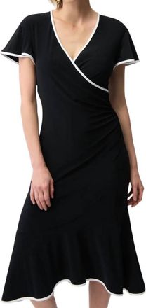 Joseph Ribkoff Silky Knit Wrap Dress With Contrast Trim In Black
