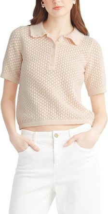 Draper James Scalloped Collar Wool-Blend Polo Sweater