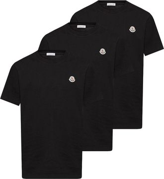 Moncler Set di 3 T-shirt con applicazione - Nero