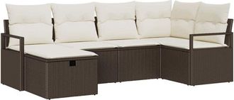 vidaXL Vidaxl - Garden Sofa Set with Cushion 6 pcs Light grey Poly rattan