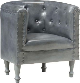 vidaXL Sill&oacute;n De Cuero Aut&eacute;ntico Gris Vidaxl