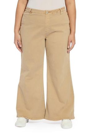 Lyss&eacute; Iris Flat Front Wide Leg Jeans in Asutex Desert Khaki at Nordstrom, Size 2 X