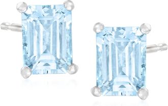 Ross-Simons Aquamarine Stud Earrings in Sterling Silver